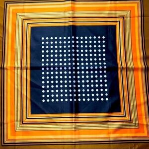 Contemporary Square orange brown polka dot stripe scarf
